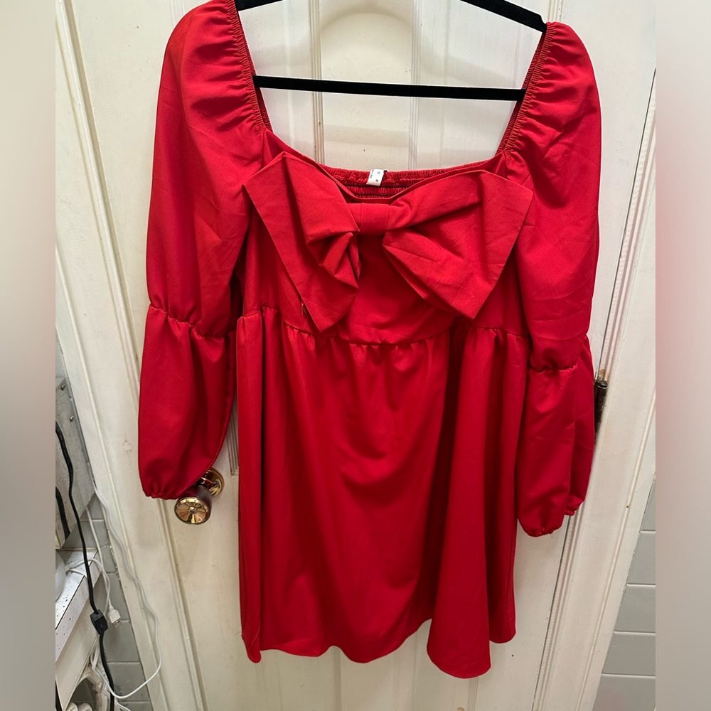 NWT red bow front dress